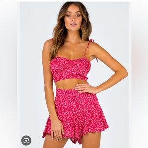 princess polly red floral set size 8